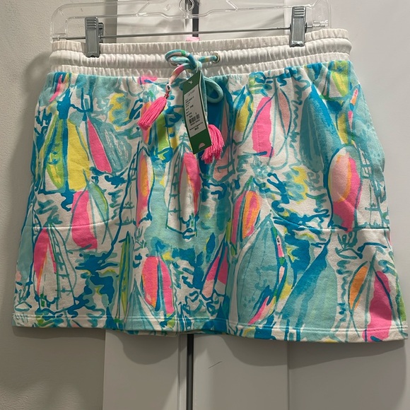 Lilly Pulitzer Dresses & Skirts - New With Tags,Lilly Pulitzer Zia Skirt, Beach & Bae, Multi Color, Cute Sailboats